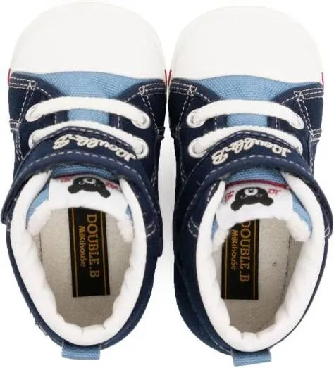 Miki House embroidered-logo touch-strap sneakers Blue