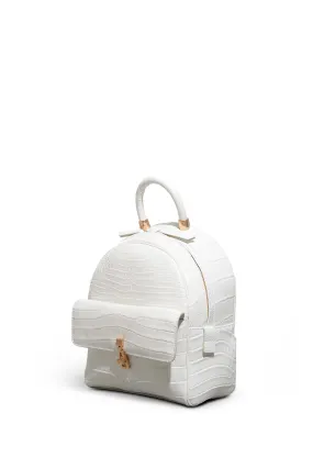 Mini Billie Backpack in Ivory Crocodile Leather