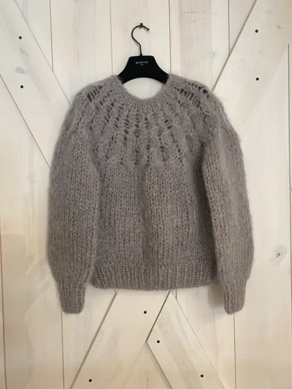 Mohair Honeycomb Pleated Pullover - Concrete