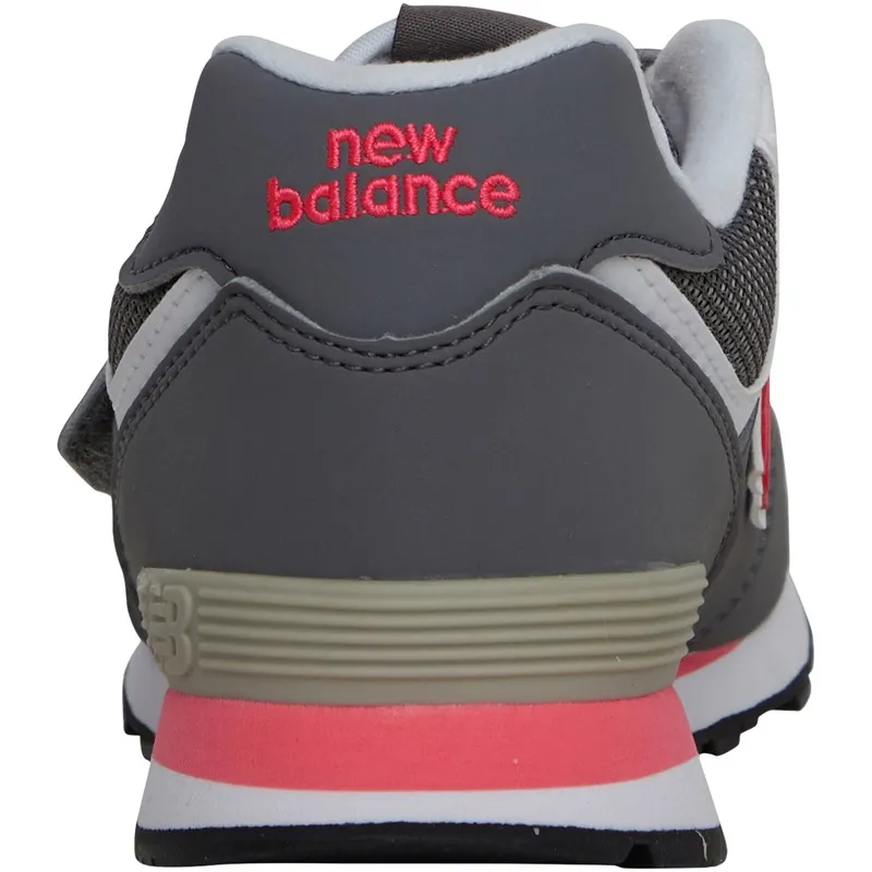 New Balance Kids 574 Hook & Loop Trainers Grey/Pink/White