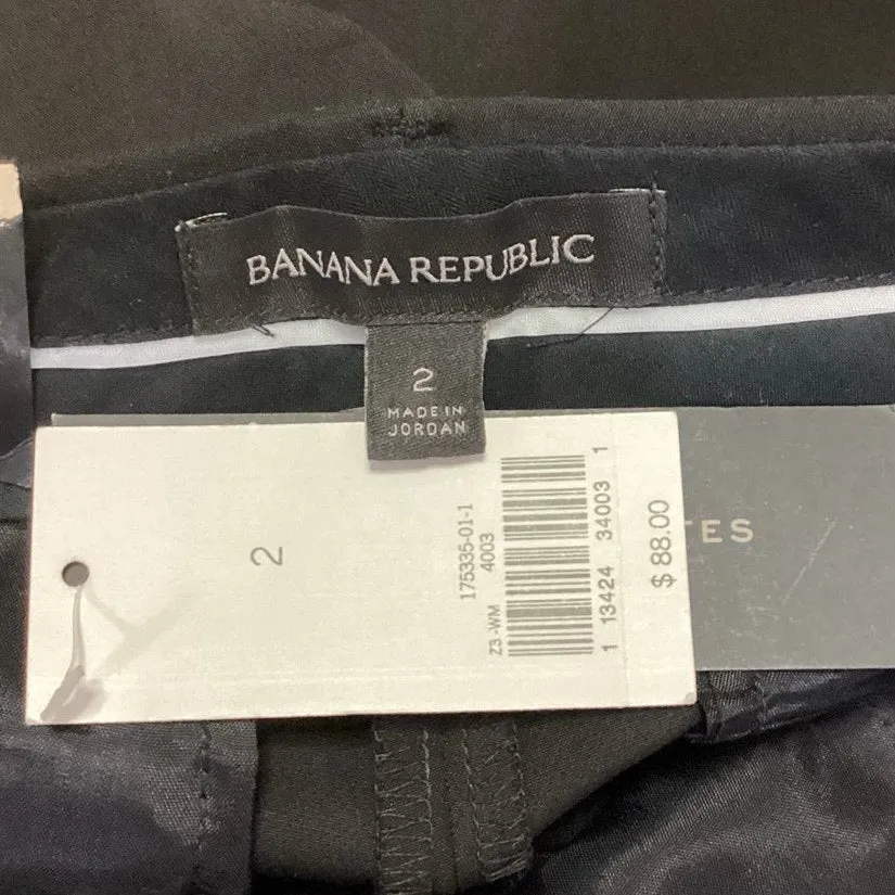 NEW Banana Republic Black Mid Rise Slim Fit Straight Leg Trouser Pants Size 2