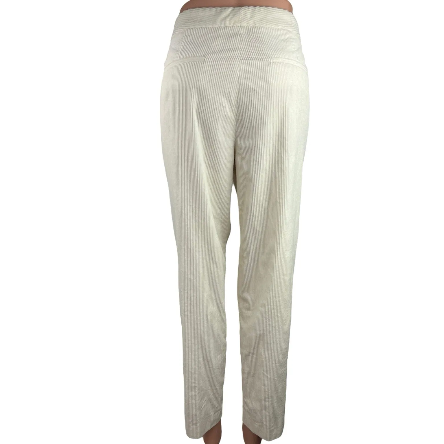 New Mossimo Dutti White Corduroy High Rise Pleated Straight Leg Dress Pants Sz 6