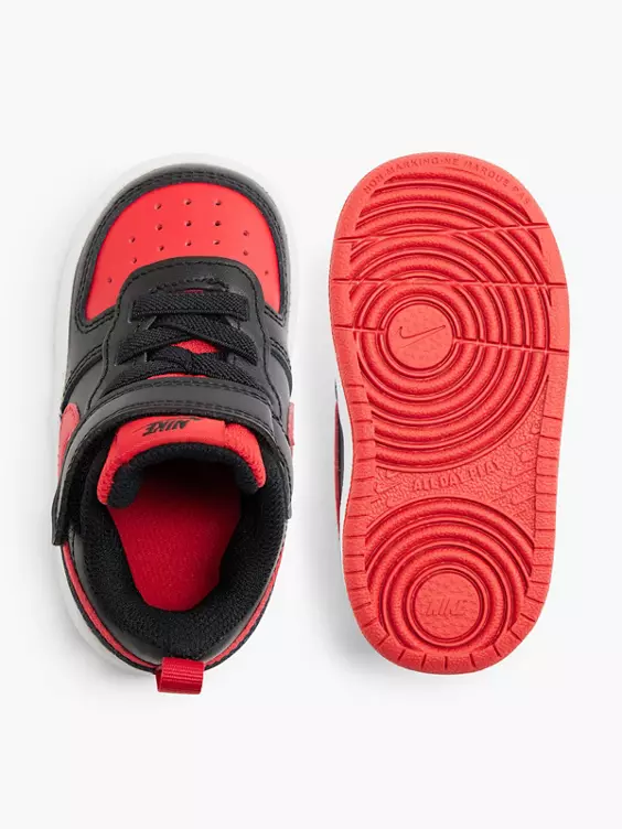 Nike  Toddler Boys Nike Court Borough 2 Black/ Red Touch Strap Trainers