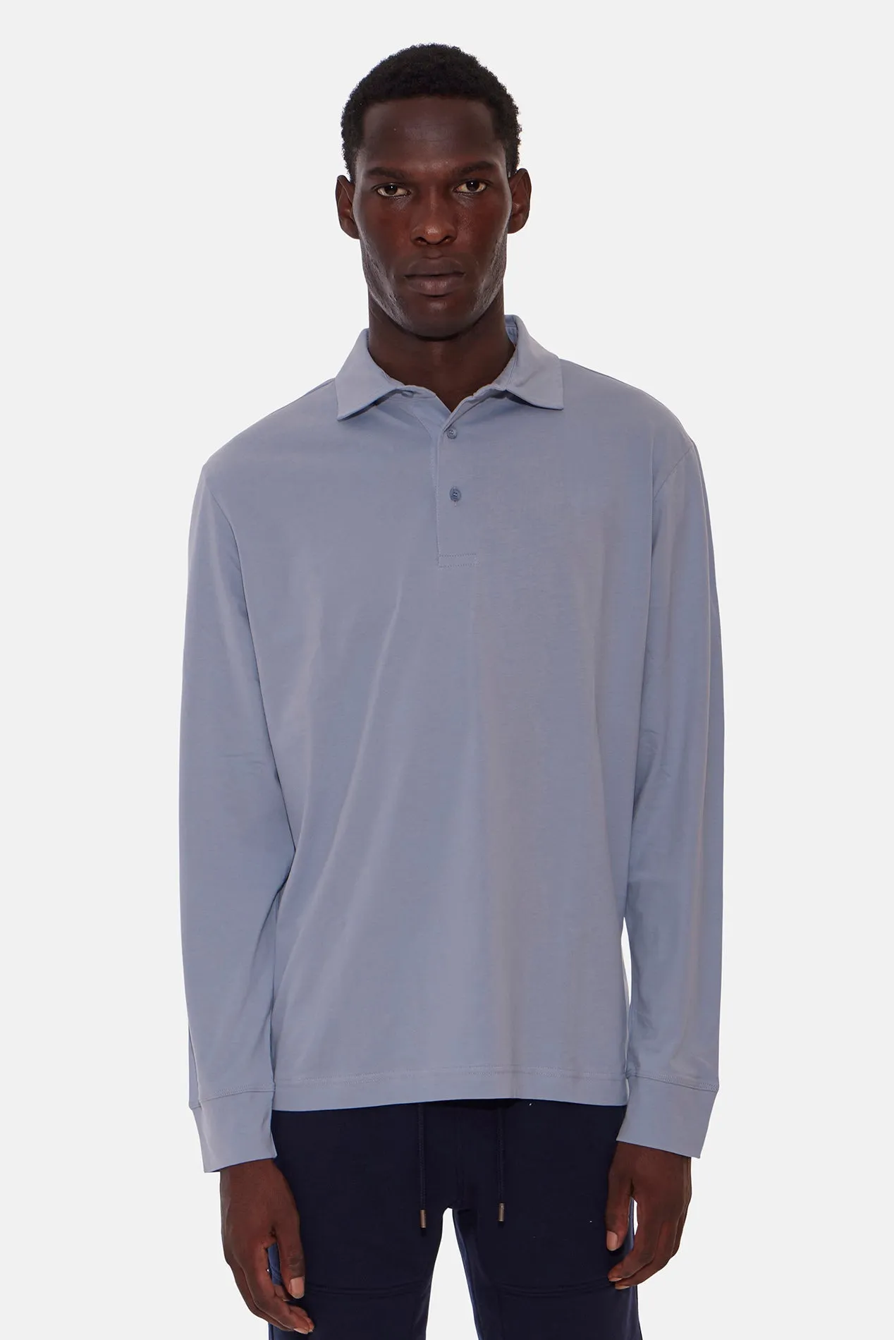 Organic Long Sleeve Polo Sky