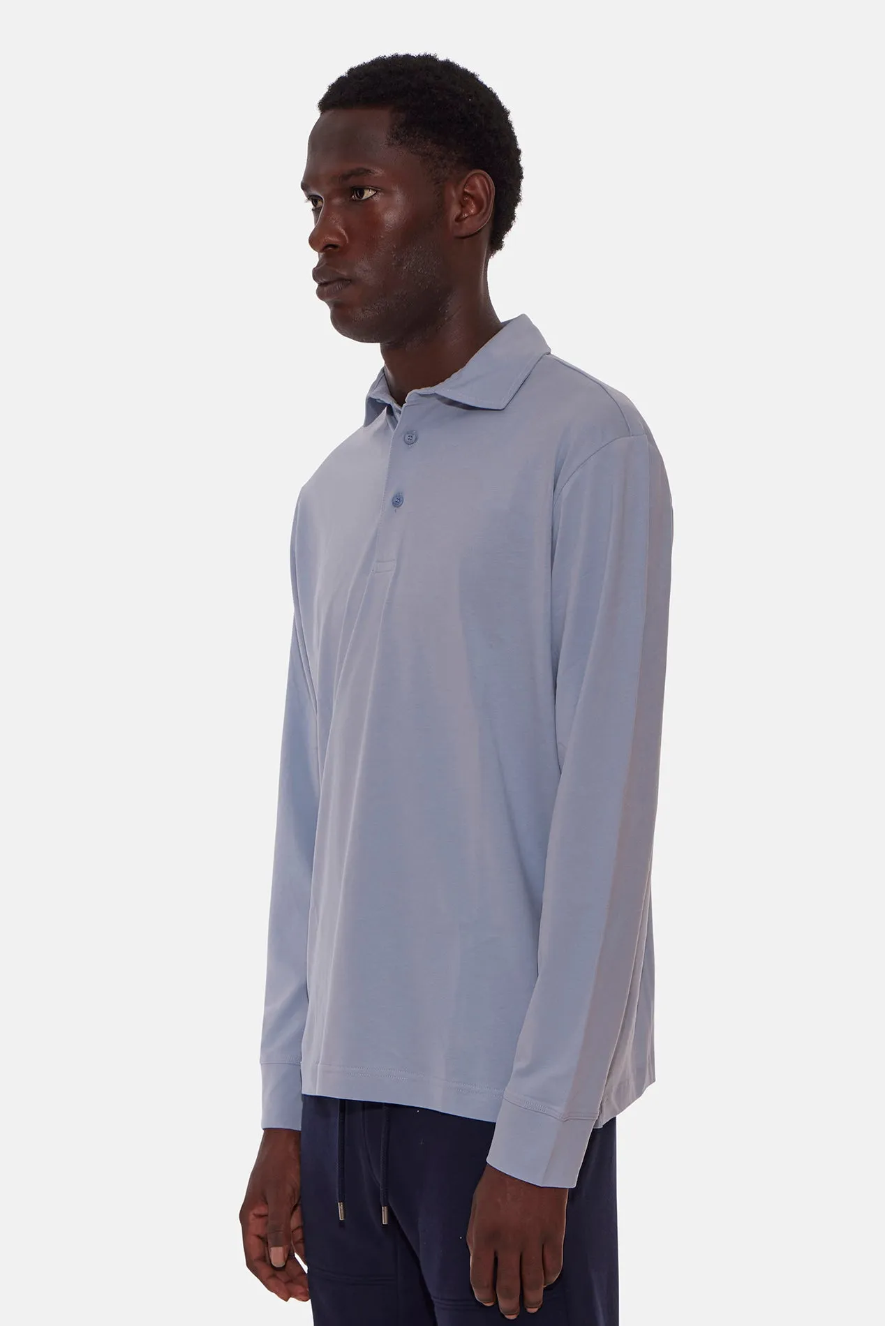 Organic Long Sleeve Polo Sky