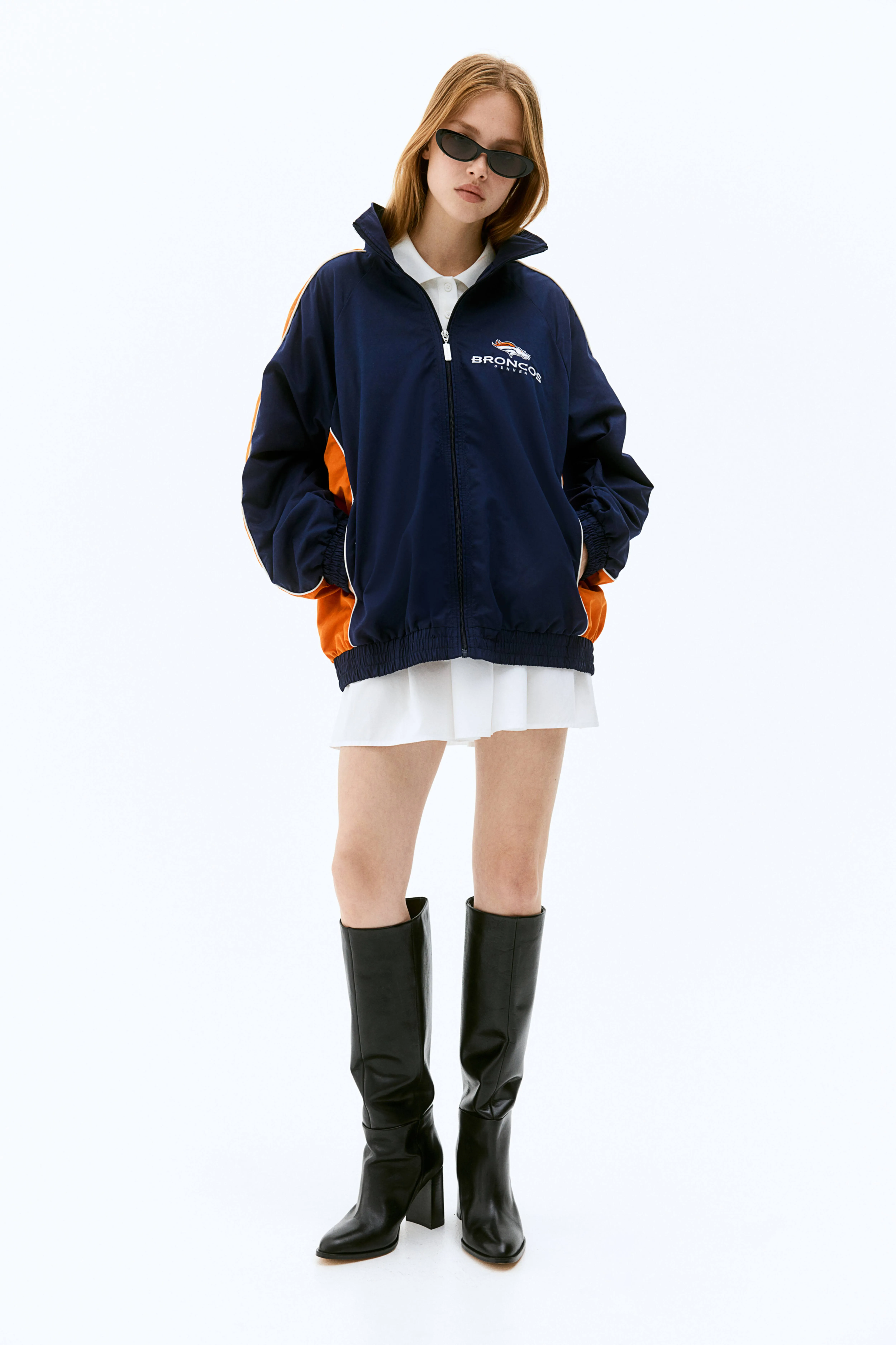 Oversized track jacket - Long sleeve - Regular length - Navy blue/NFL - Ladies | H&M GB