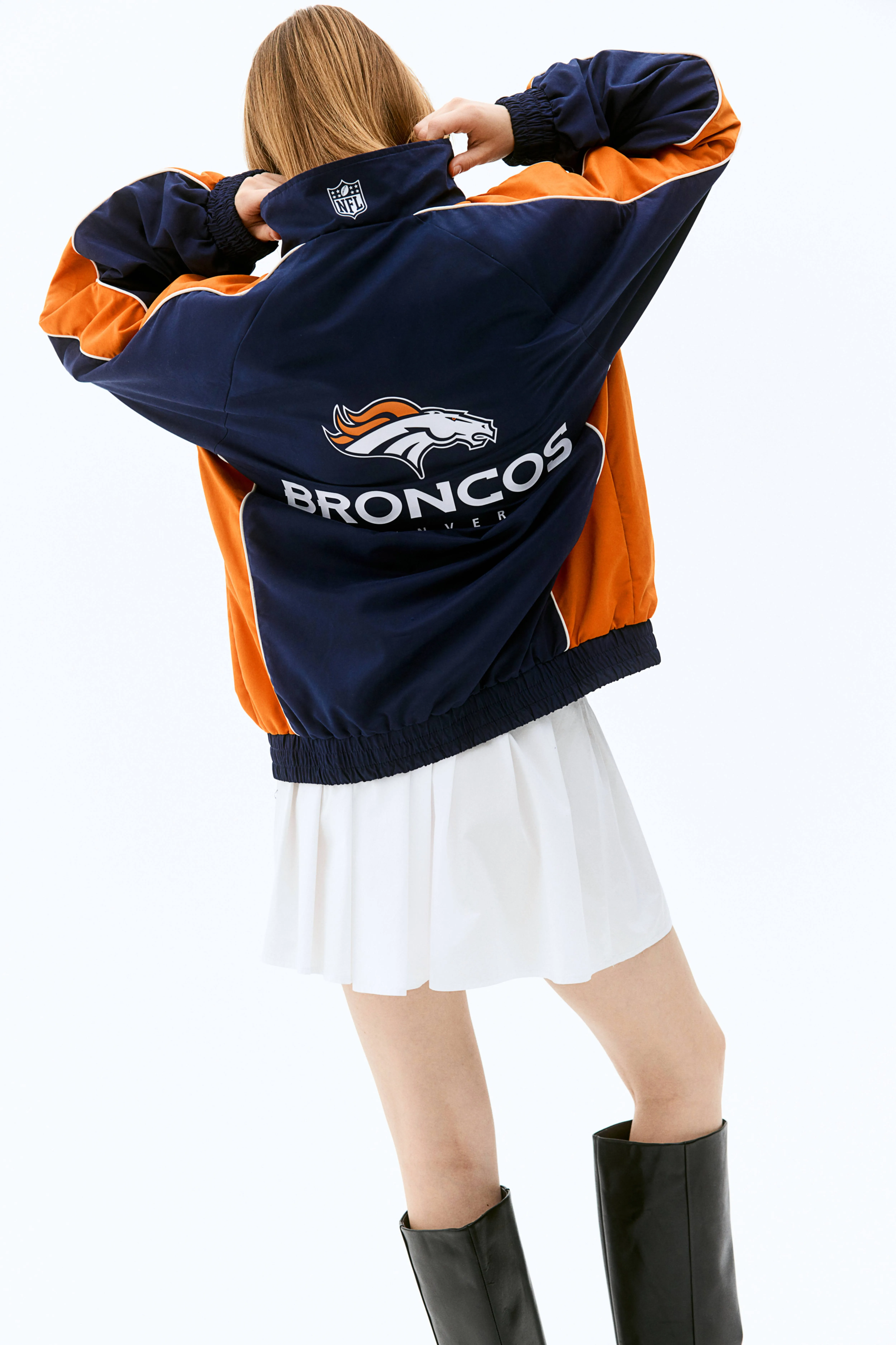 Oversized track jacket - Long sleeve - Regular length - Navy blue/NFL - Ladies | H&M GB