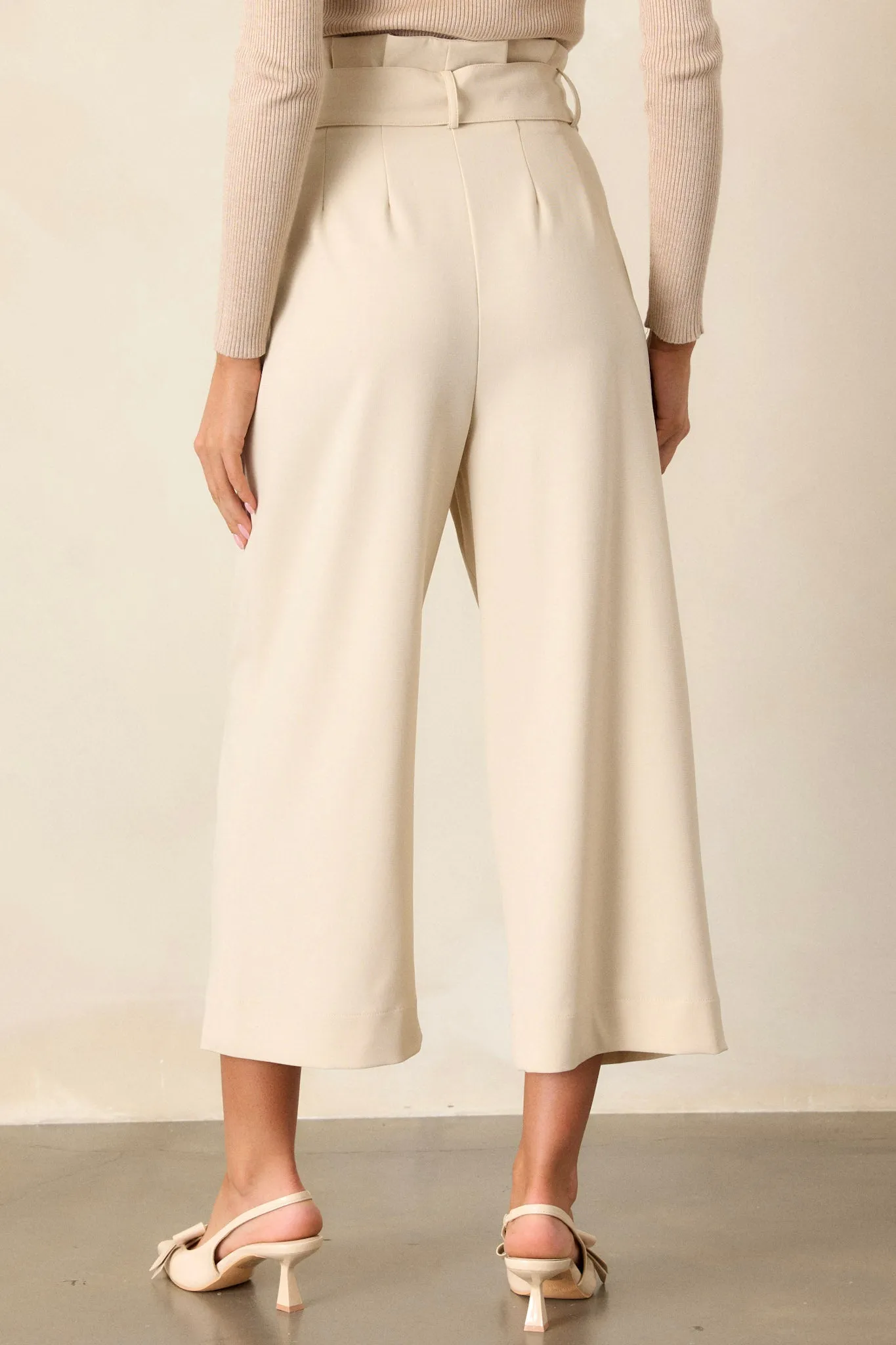 Place To Be Oatmeal Belted Wide Leg Pants