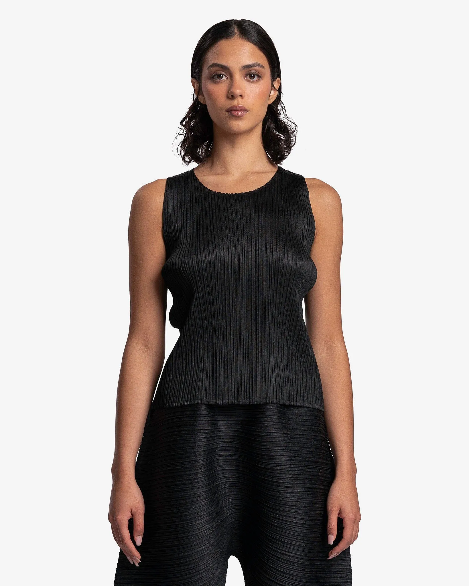 Pleats Please Issey Miyake Basics Sleeveless Top in Black