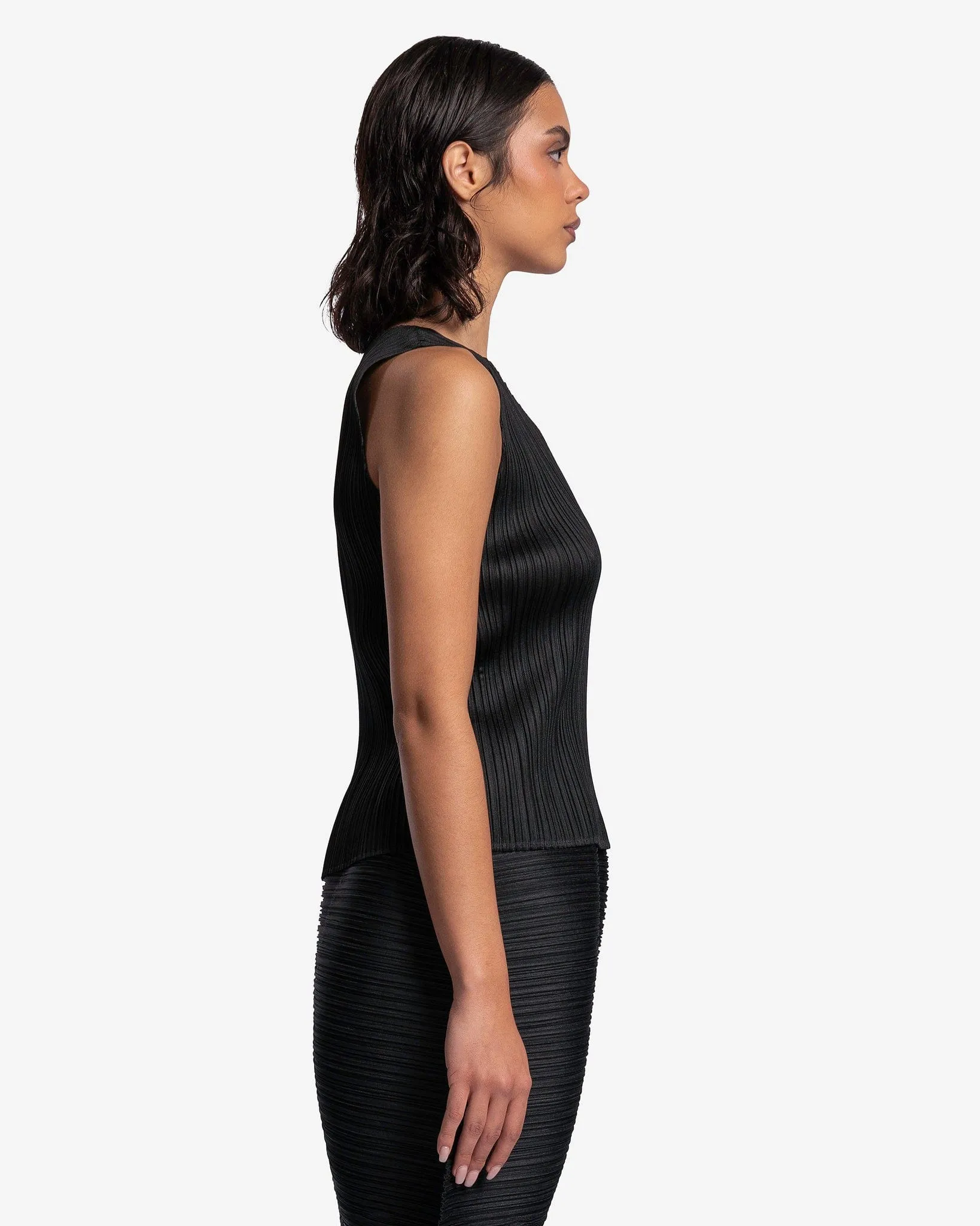 Pleats Please Issey Miyake Basics Sleeveless Top in Black