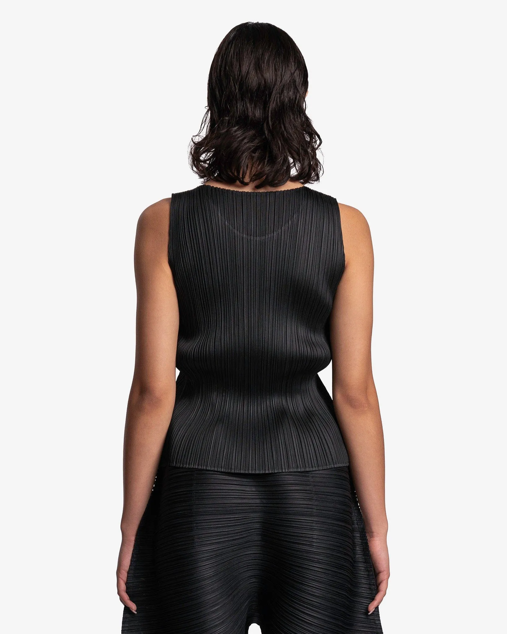 Pleats Please Issey Miyake Basics Sleeveless Top in Black