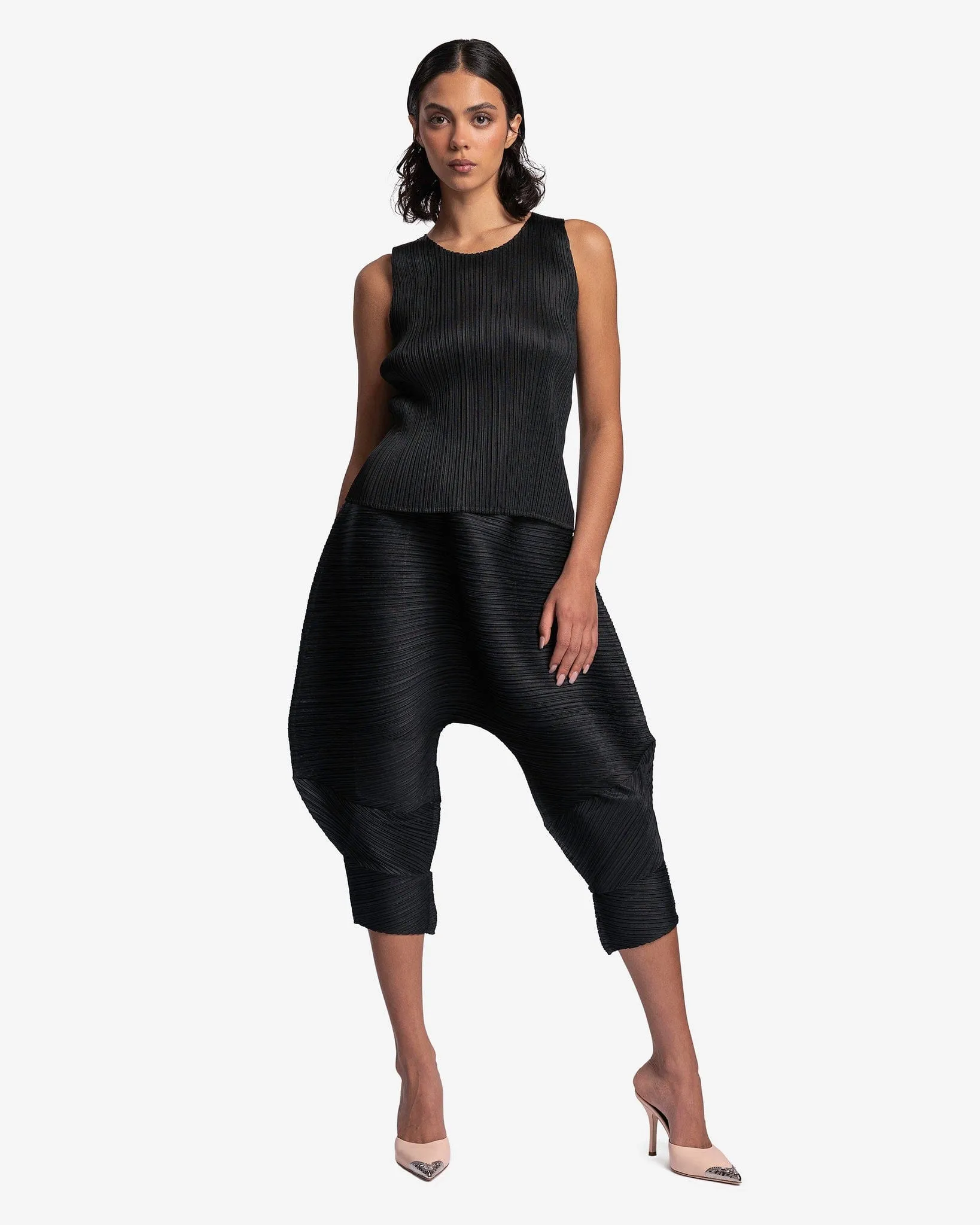 Pleats Please Issey Miyake Basics Sleeveless Top in Black