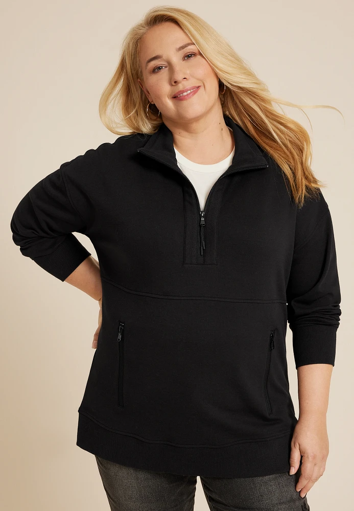 Plus Athleisure Half Zip Pullover Sweatshirt