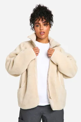 Plus Oversized Teddy Zip Up Jacket