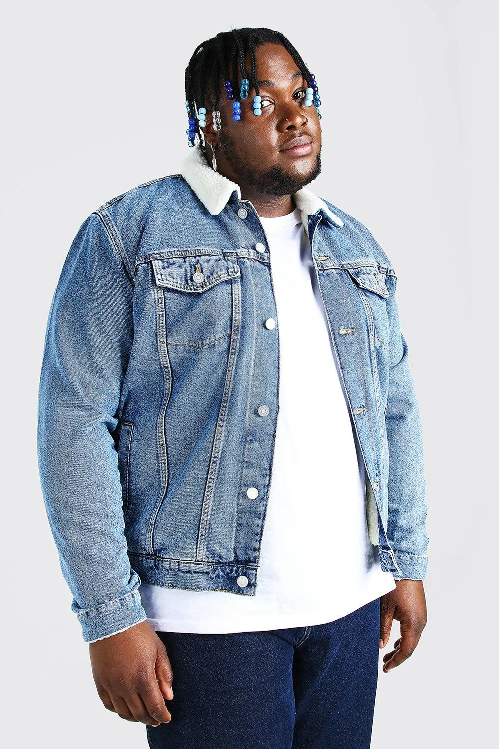 Plus Size Borg Lined Denim Jacket