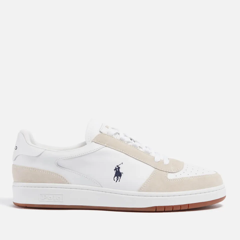 Polo Ralph Lauren Men's Polo Court Leather/Suede Trainers - White/Newport Navy PP - UK 7 | Coggles