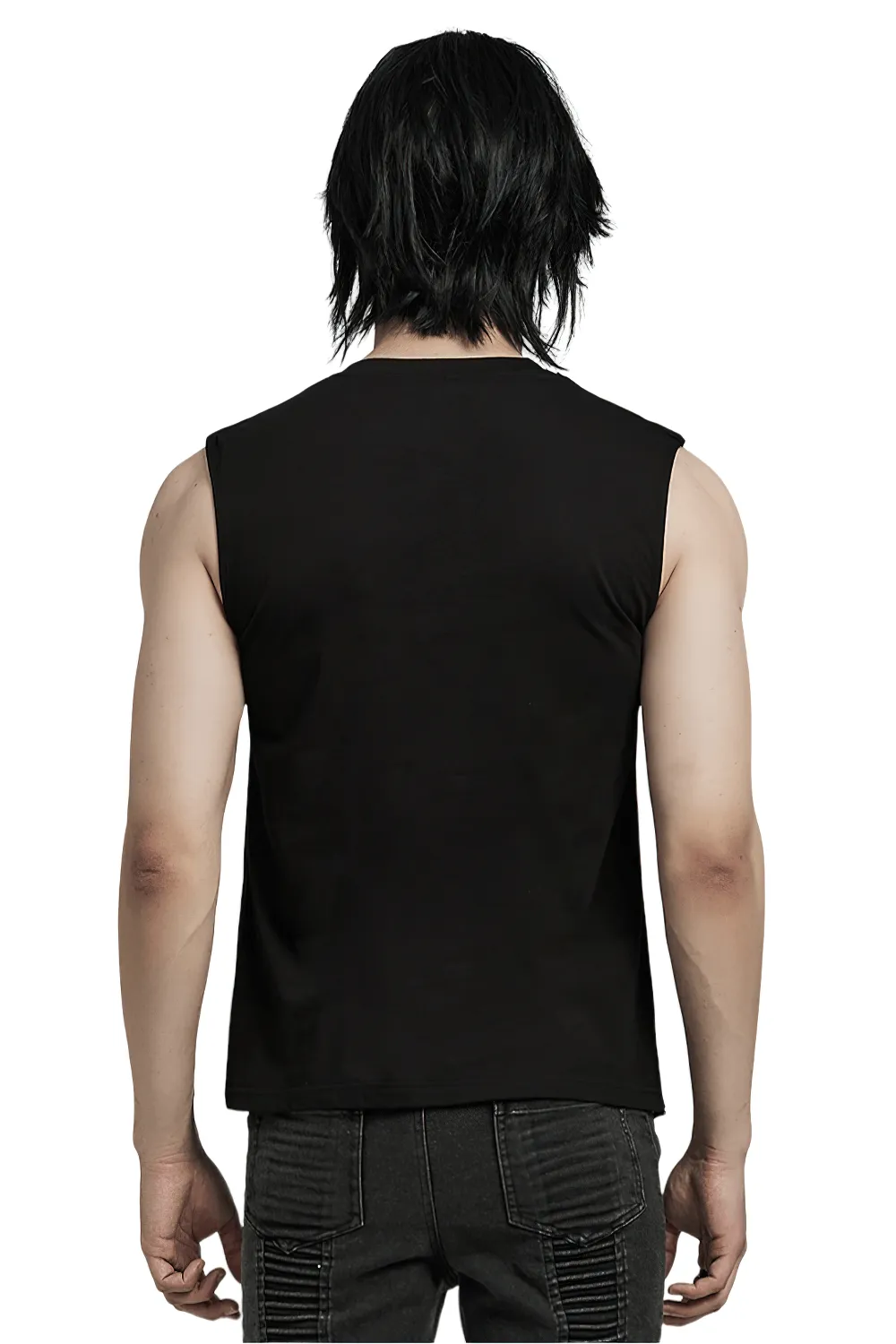 Punk Black Sleeveless Rock Top with Edgy Studs