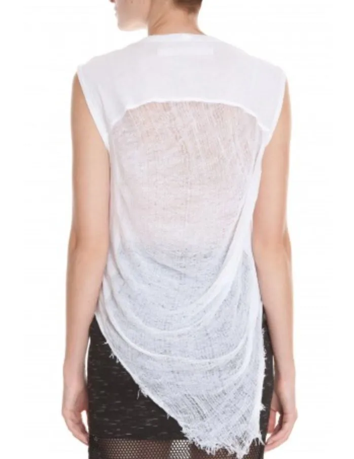 RAQUEL ALLEGRA SLEEVELESS MUSCLE TOP WITH SHREDDED BACK 0 UK 6/8