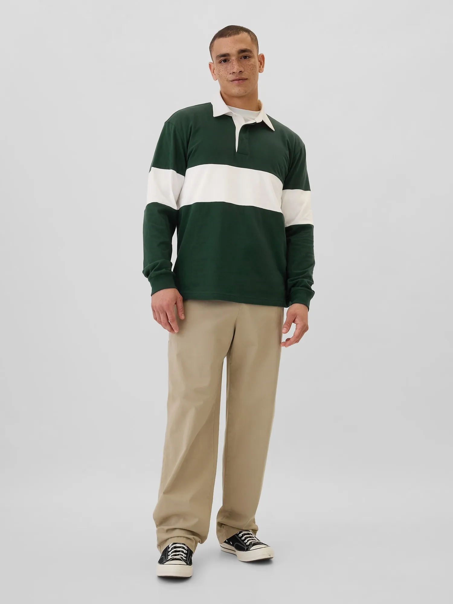 Relaxed Colorblock Rugby Polo Shirt