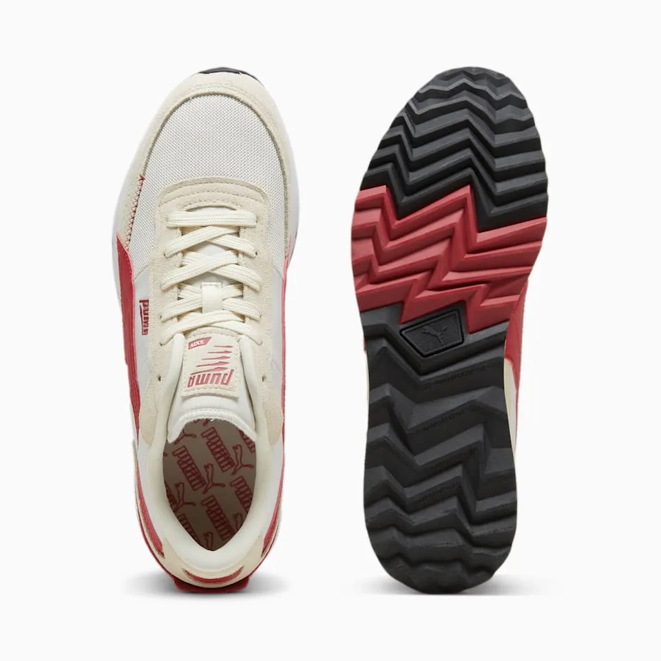 Road Rider Suede Sneakers (Vapor Gray-Club Red)