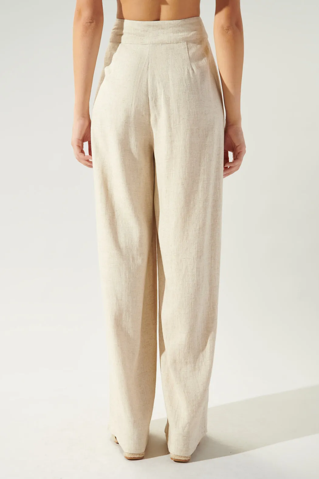 Saint Tropez High Waist Linen Wide Leg Pants