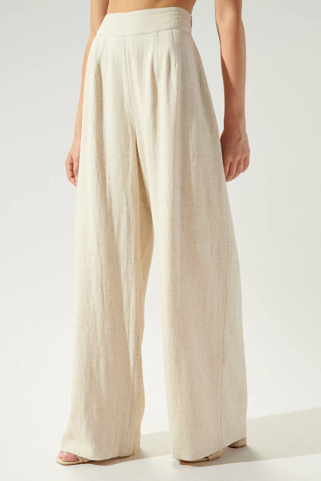 Saint Tropez High Waist Linen Wide Leg Pants