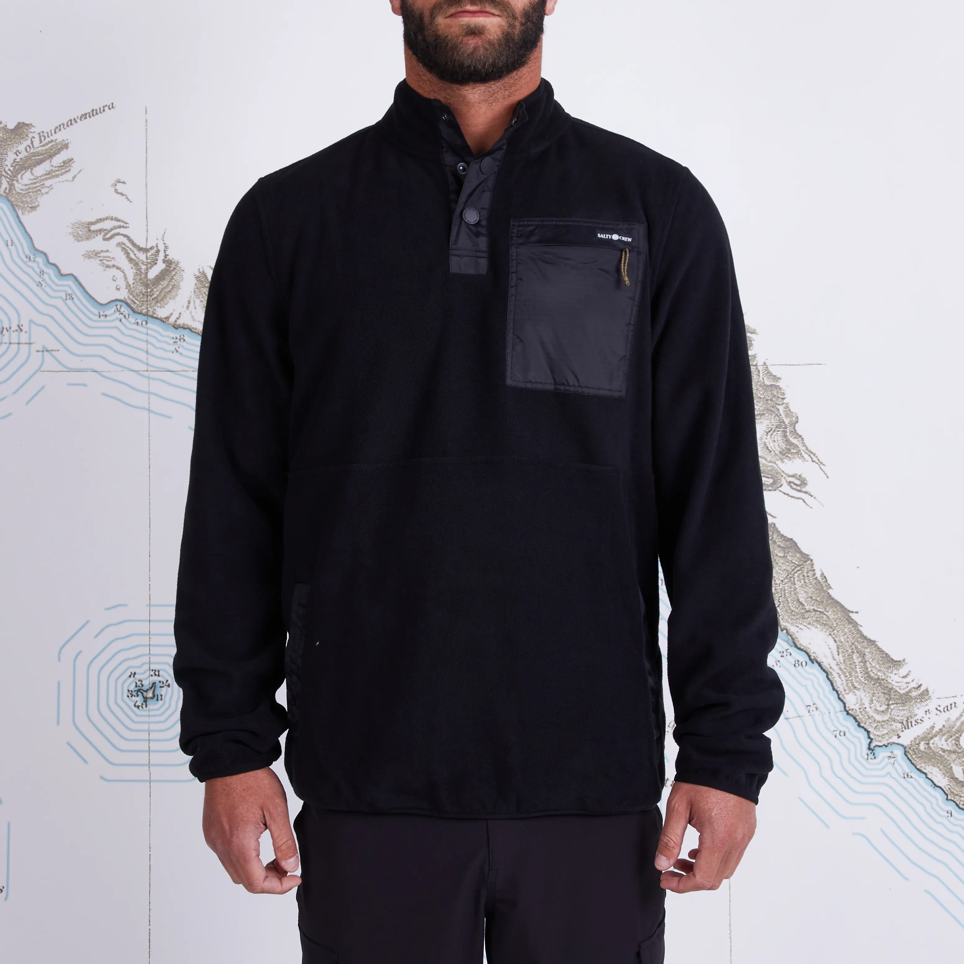 Salty Crew Men's Edgewater Pullover Fleece Black | Buy Salty Crew Men's Edgewater Pullover Fleece Black here | Outnort