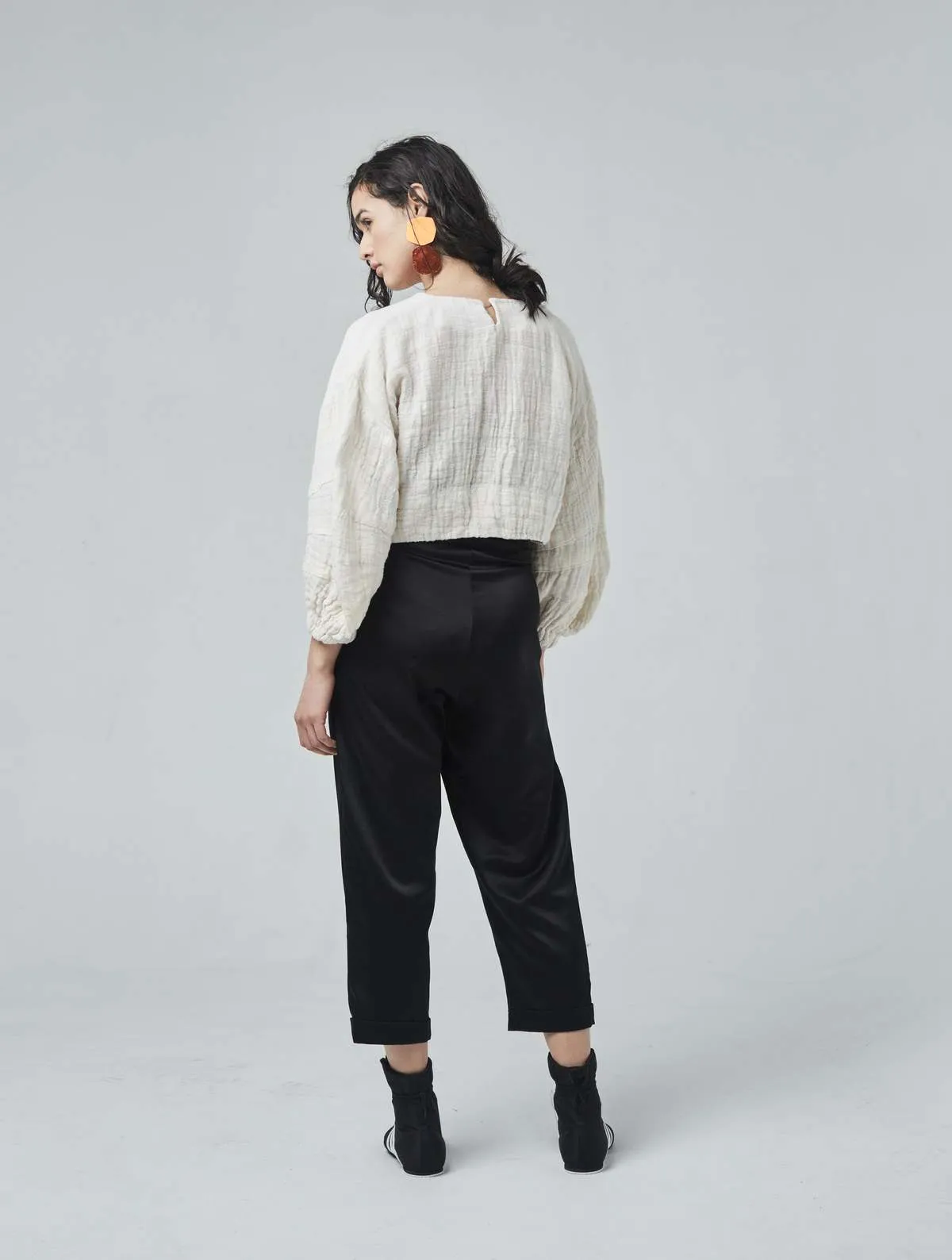 Shelay cropped full sleeves pullover - Ecru