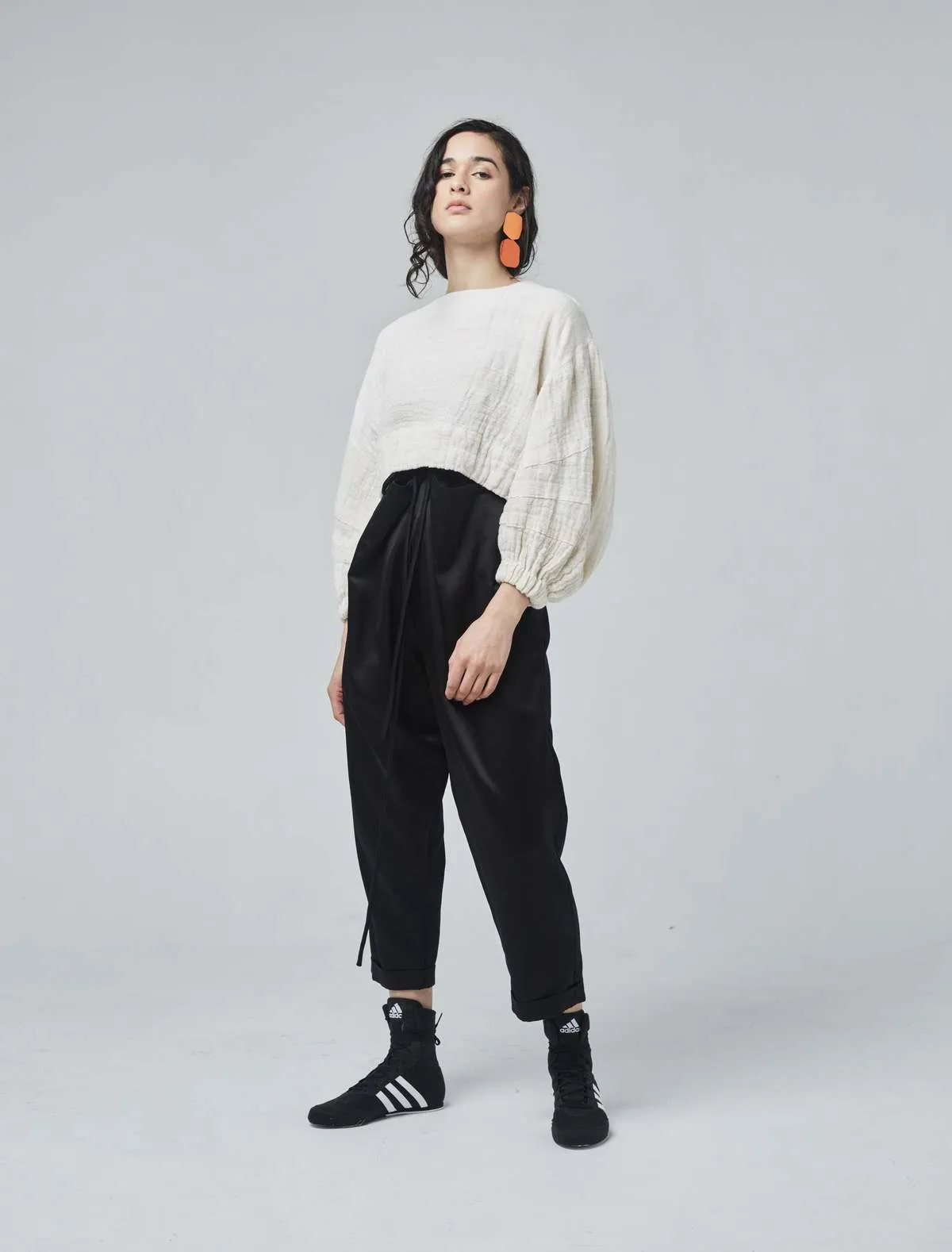 Shelay cropped full sleeves pullover - Ecru