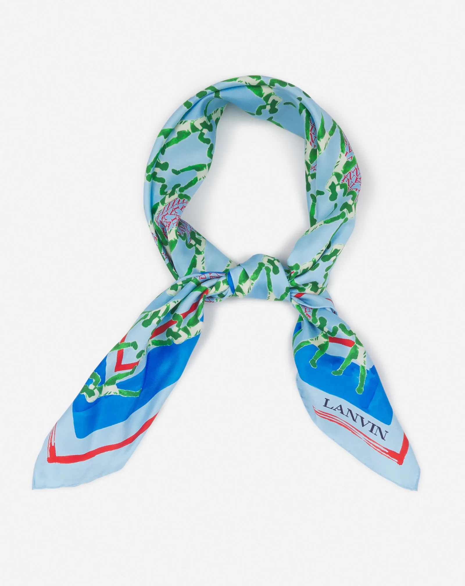 SILK SCARF WITH A SPORTS PRINT