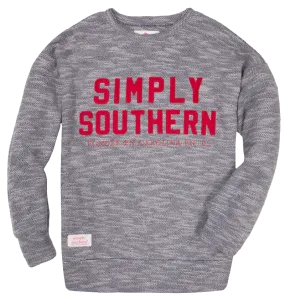 Simply Southern Red Logo Terry Pullover Soft Crew Sweatshirt