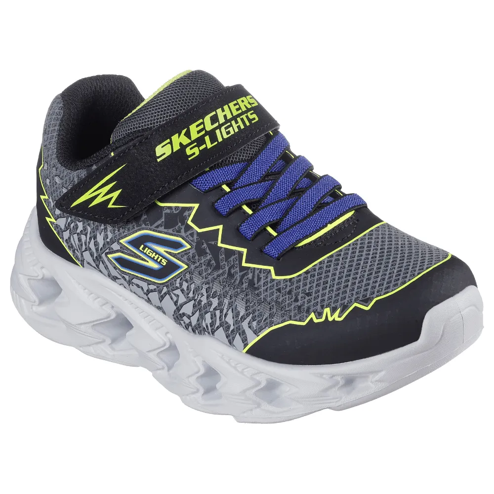 Skechers Boys S Lights Vortex Black and Yellow Trainers