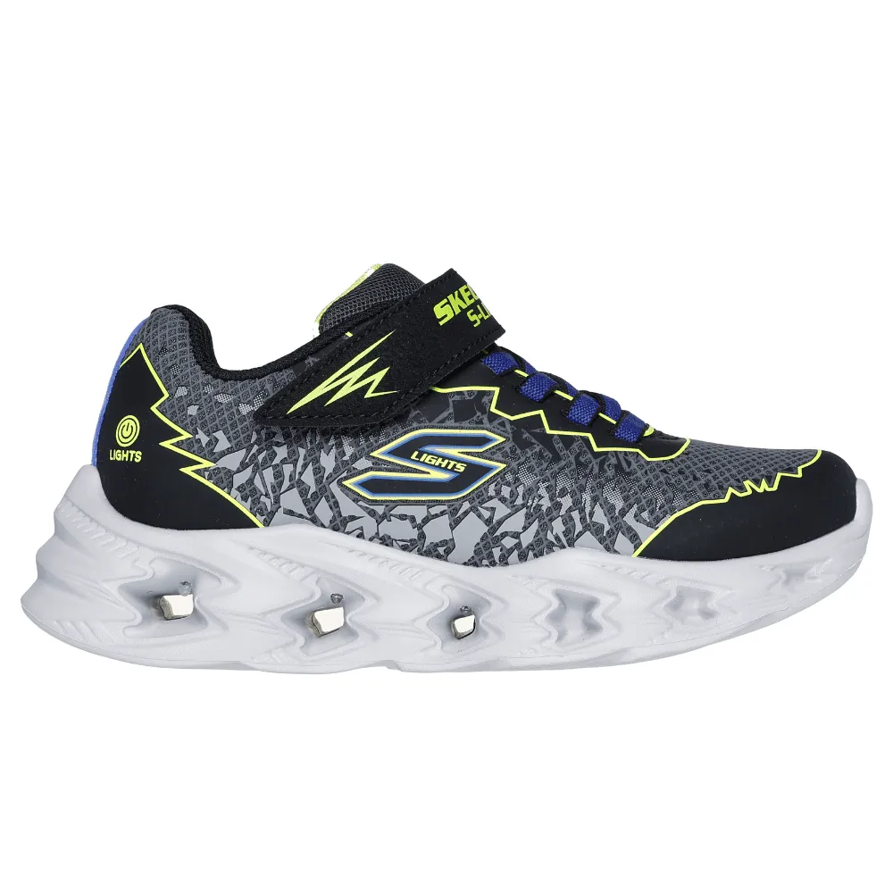 Skechers Boys S Lights Vortex Black and Yellow Trainers