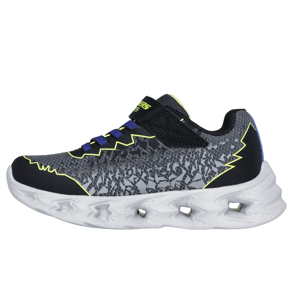 Skechers Boys S Lights Vortex Black and Yellow Trainers