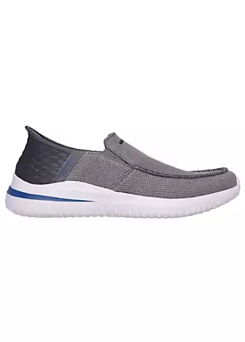 Skechers Mens Grey Knit Slip-Ins Delson 3.0 Cabrino Trainers | Grattan