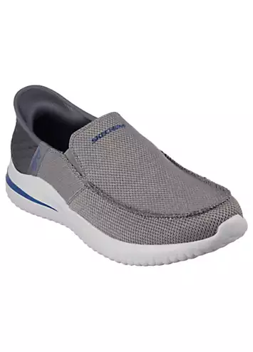 Skechers Mens Grey Knit Slip-Ins Delson 3.0 Cabrino Trainers | Grattan