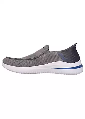 Skechers Mens Grey Knit Slip-Ins Delson 3.0 Cabrino Trainers | Grattan