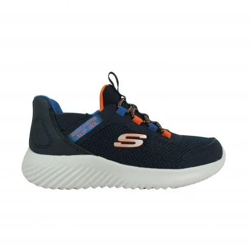 Skechers Slip-ins: Bounder - Brisk-Burst | Navy/Blue | Childrens Trainers