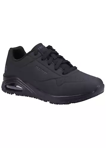 Skechers Work Relaxed Fit Ladies Black Slip Resistant Uno SR Trainers | Grattan