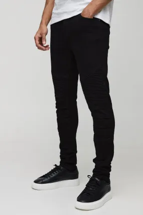 Skinny Biker Panel Jeans