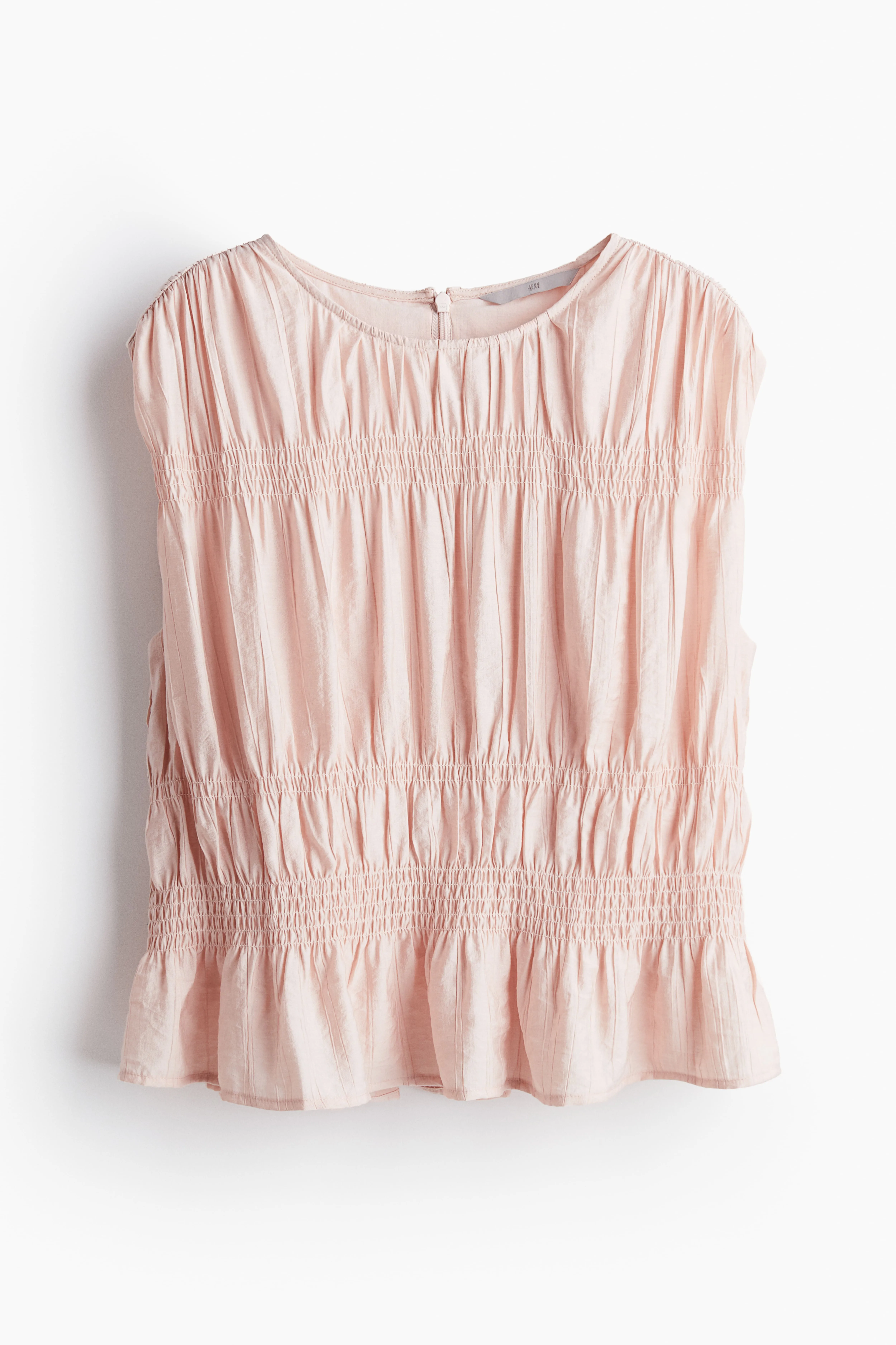 Smocked top - Round neck - Sleeveless - Powder pink - Ladies | H&M GB