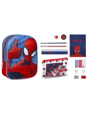 Spiderman Blue 3D Backpack With Stationary Set