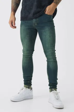 Super Skinny Stretch Stacked Green Tinted Jeans