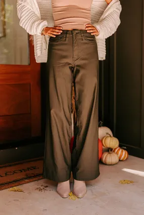 The Phoebe High Waist Wide Leg Pants in Deep Forest