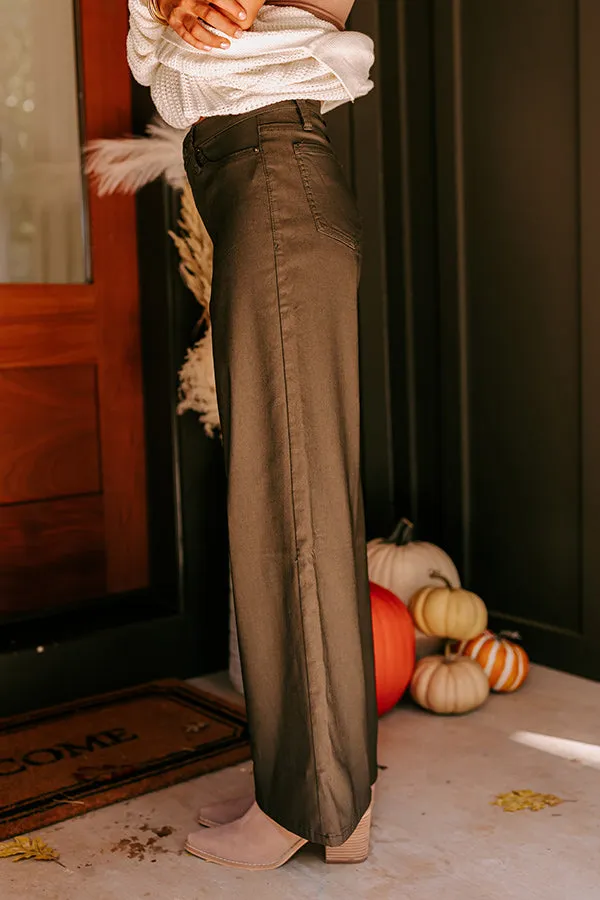 The Phoebe High Waist Wide Leg Pants in Deep Forest