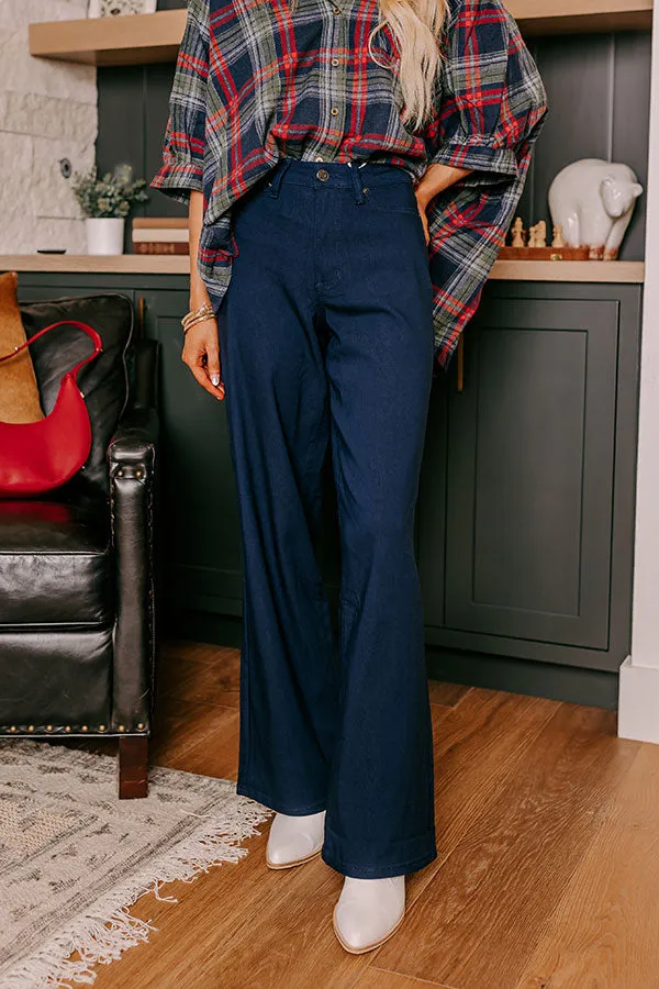 The Phoebe High Waist Wide Leg Pants in Navy