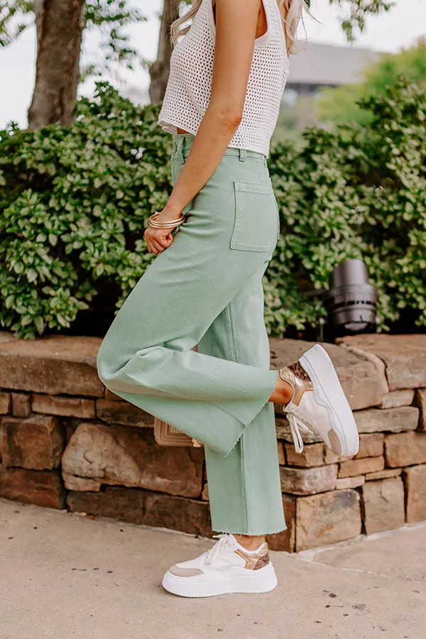 The Taron High Waist Wide Leg Pants in Pear