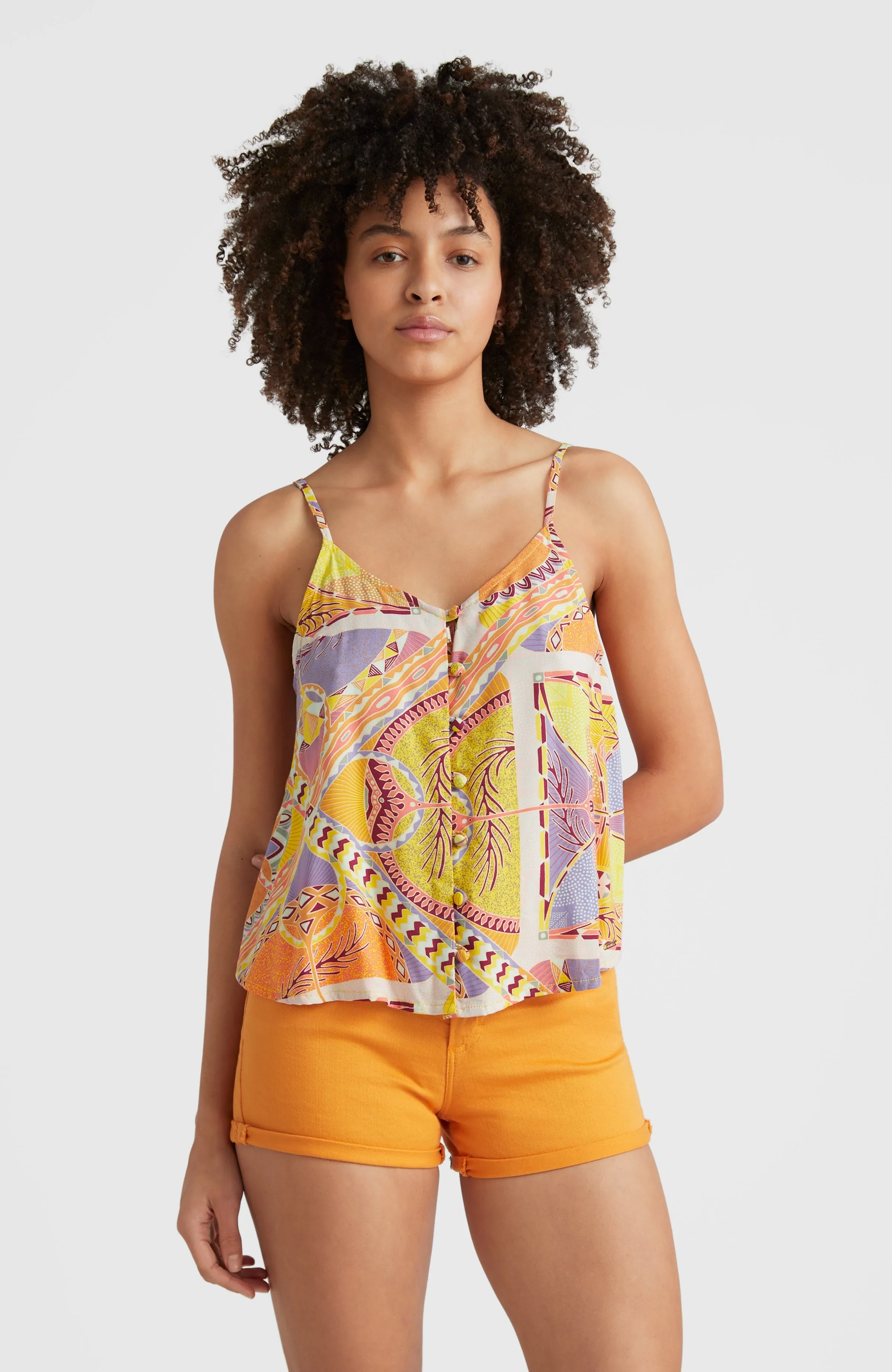 Tiare Woven Tanktop | Yellow Scarf Print