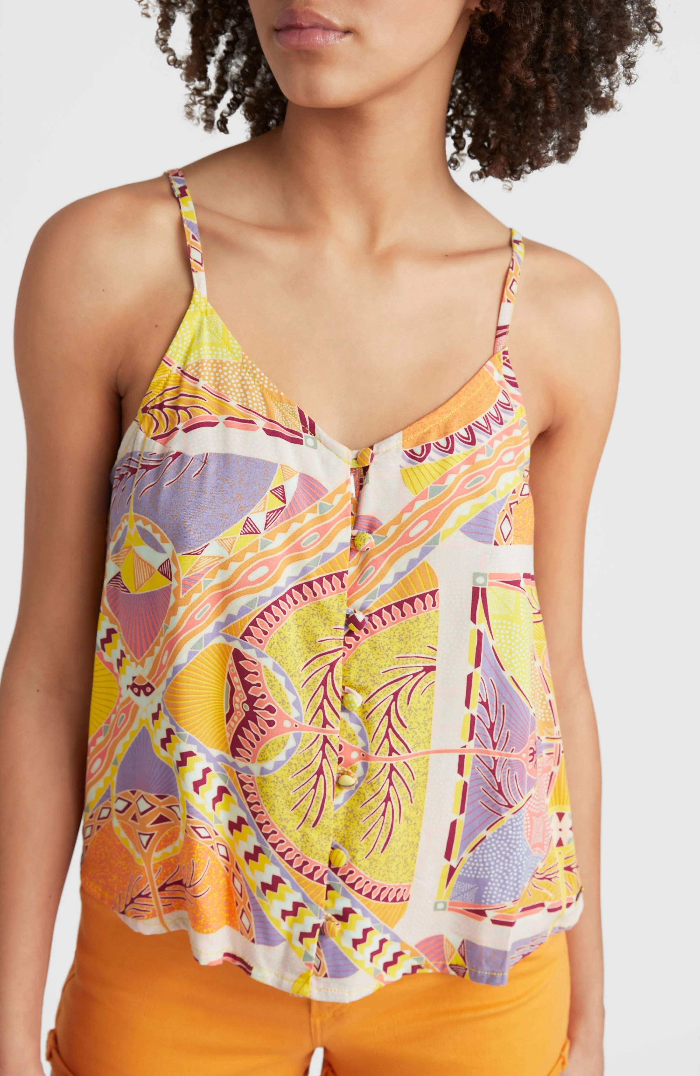 Tiare Woven Tanktop | Yellow Scarf Print