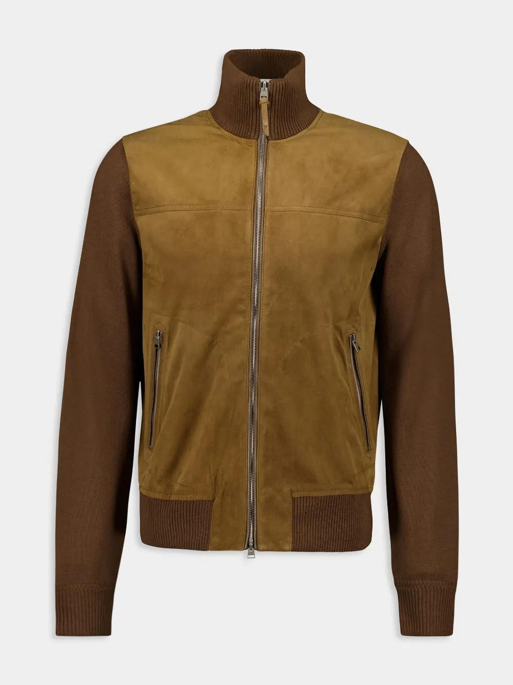 Tobacco Brown Suede Zip-Up Jacket